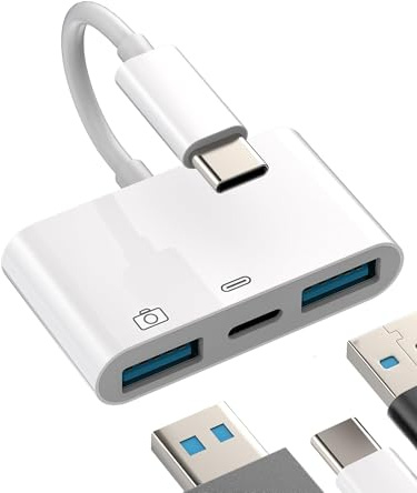Adaptador USB C a USB para iPhone Typec Cargador Macbook Air Enchufe OTG Cable Dual USB A Jack Convertidor Conector Puerto Thunderbolt Accesorio para Apple15 Pro MAX Plus iPad Pro Air Mini