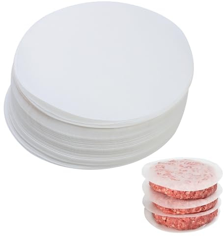 Voduns 500 Pièces Papier Sulfurisé 10cm Rond Blanc Imperméable Antiadhésif Papier de Hamburger Pratique