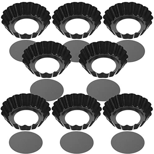 Ciieeo 8pezzi Mini Stampi Per Crostate Con Fondo Rimovibile Carbonio Per Torte Mousse e Dolci Da Forno Per Cucina Ristoranti e Pasticcerie