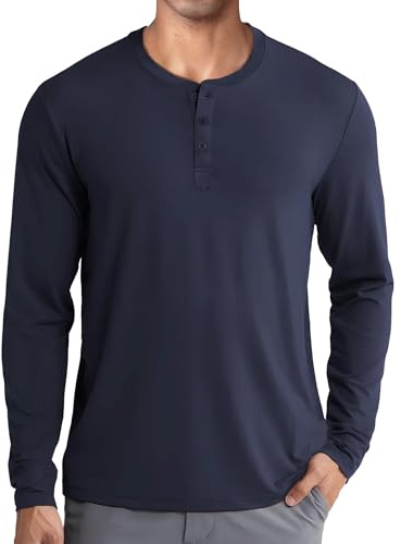 COOFANDY Herren Langarmshirt Henley Shirt Longsleeve Oberteile Langarm Leichter Basic Pullover Mit Knopfleiste