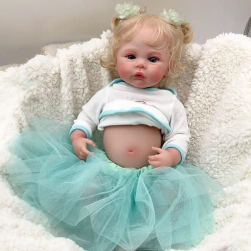 Lonian 20 Zoll 50cm Ganzkörper Vinyl Silikon Baby Puppe Mädchen Anatomisch Korrigiert Hand Verwurzeltes Haar Realistisch Neugeborenes Puppe Augen Geschlossen Spielzeug Geschenk