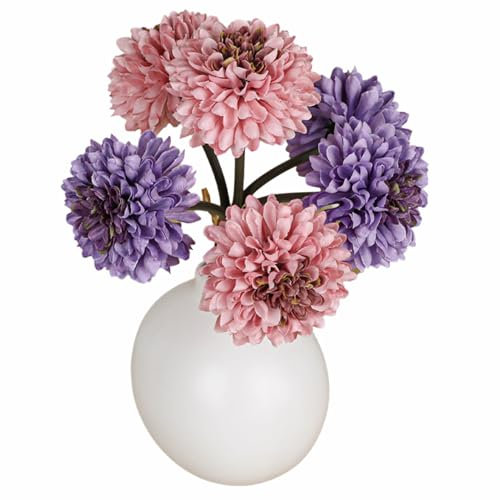 BESTORI Künstliche Blumen Pompon Chrysantheme Wie Echt Kunstblumen Seidenblumen für Zuhause Geburtstag Party Deko Lila