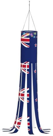 Festlicher Windsack mit neuseeländischer Flagge, Halloween-Geisterdekorationen, ästhetische Herbst-Windsäcke für den Außenbereich