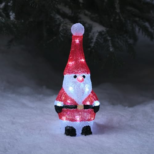 Lights4fun Outdoor Christmas Figure Light Up LED Acrylic Santa Claus Plug In with Timer 30cm