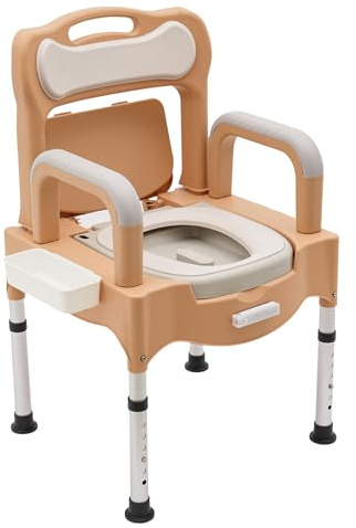 Toilettenstuhl, Hygienischer Toilettenstuhl WC-Stuhl Nachtstuhl für Senioren, Herausnehmbarer Eimer Toilettenhilfe mit Deckel