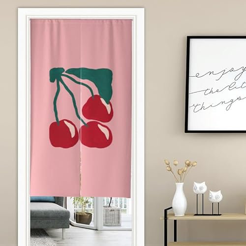Küchenvorhänge Kirschrosa Grün Scheibengardinen Polyester Vorhänge Kurz Waschbar Raumteiler Vorhang Türvorhang Langlebig Küchenvorhang Kurze Gardinen Verdickung Tür Vorhang 80x200cm