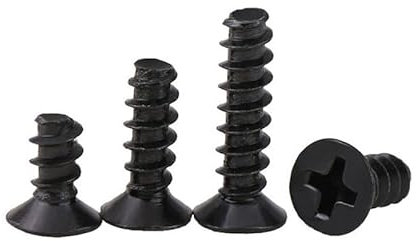 RKODRSMG 50Pcs M3 Lenght 16-40mm Carbon Steel Cross Self-tapping Phillips Head Flat Screw Countersunk Wood Screw Hardware Fastener Black Bolt Screw(40mm)