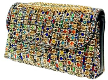 zebrum Evening Clutch Bag for Women, Chain Shoulder Bags Rhinestones Handbags for Cocktail Prom Parties, Weddings