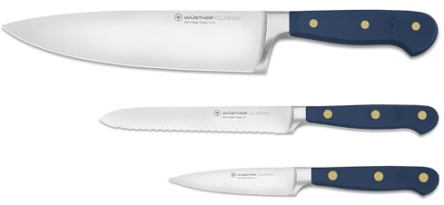 Wüsthof Classic Set de couteaux avec 3 couteaux de cuisine, Wild Blueberry (Bleu)