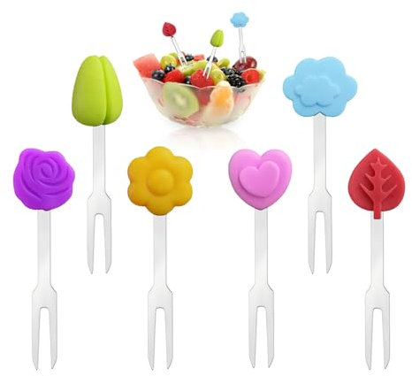 GUOYOU Forchette Acciaio Inox, 6 Pezzi Forchettine da Dolce, Carino Forchette Bambini, Riutilizzabile Mini Forchette di Frutta, Può Essere Utilizzato per Frutta, Insalate, Dessert