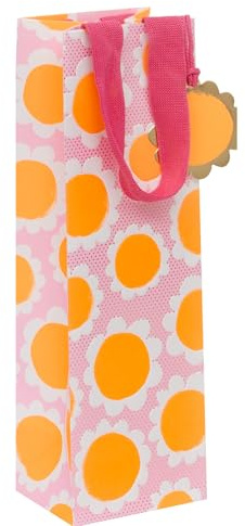 Glick Bottle Gift Bag, Dazzling Daisies, 110 x 340 x 100 mm, Luxury Recyclable Bag for Birthdays & Celebrations
