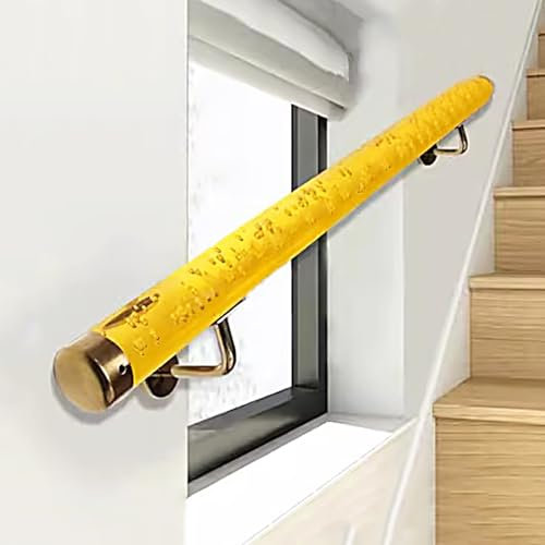 GTPBAO Handlauf Geländer Stabil Dachbodentreppen-Handlauf mit Endkappen – Acrylgelb Haltegriff für Schwangere Senioren Kinder Wandhalterungen(6m/19.7ft)