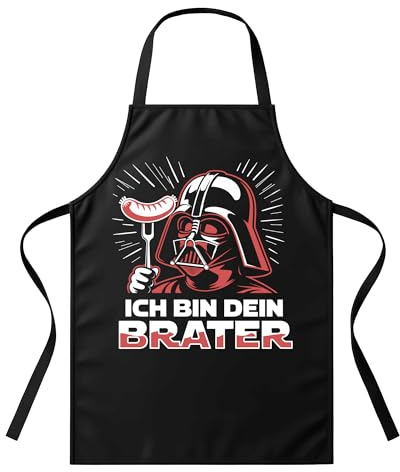 UGLYSHIRT Grillschürze Herren Ich bin der Brater | Lustige BBQ Schürze mit Spruch | Geschenk für Männer, Grillmeister, Vatertag, Geburtstag, Schwarz – One Size