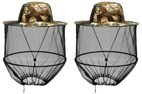 2 Artikel Hut mit Moskitonetz, Imkerhut, Moskitonetz Hut, mücken mütze für Outdoor-Enthusiasten, Landwirtschaft, Jagd, Wandern und Gartenarbeit，Sonnenhut für Unisex-Erwachsene