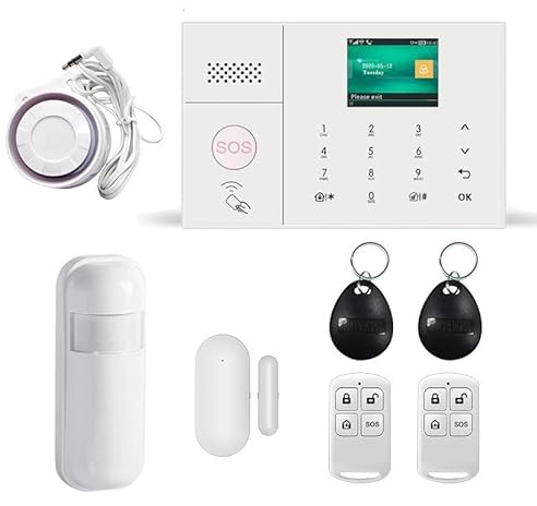 Kit Alarma Casa, WIFI Sistema de alarma de seguridad for el hogar 4G inalámbrico 4G con detector de puertas del sensor de movimiento La aplicación Tuya Smart Life admite el control de voz(A)
