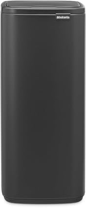 Brabantia Bo Touch Cubo de basura 30L (Gris mineral infinito), cubo basura reciclaje rectangular y compacto, sistema de abertura Soft-Touch, papelera cocina con cubo extraíble, con bolsas PerfectFit