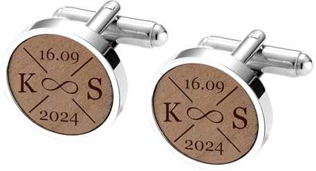 MeMeDIY Gemelli Camicia Uomo Personalizzati Gemelli Uomo Personalizzati in Legno di Quercia Noce o Ciliegio Abbinato alla Corrispondente Scatola in Legno Intagliata Regali per Padre Mariti Sposo -B1