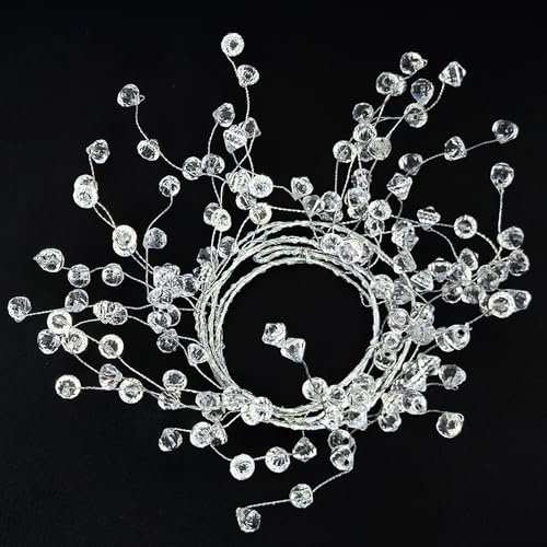 (6 Pack) 47 Klare Diamant Perlen Kristall Weihnachtsgirlande - Draht Saite Acryl für Weihnachtsdekorationen, DIY Kranz Hochzeitsparty Mittelstück Kristall Diamant Zweig (6)