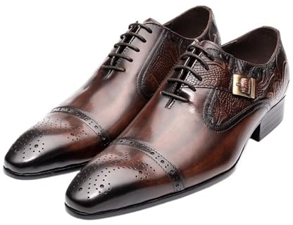 Business skor herr trevlig herr svart brun oxford brogue klänning skor kontor män läder män par med kostym jeans sida spets up spänne, BRUN, 42 EU
