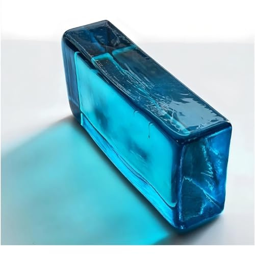 Rektangulära kristallklossar genomskinliga glasblock glasblock glasblock glasklossar, flerfärgade 200 x 100 x 50 mm för rumsavdelare, skiljevägg, arkitektonisk dekoration (blå)