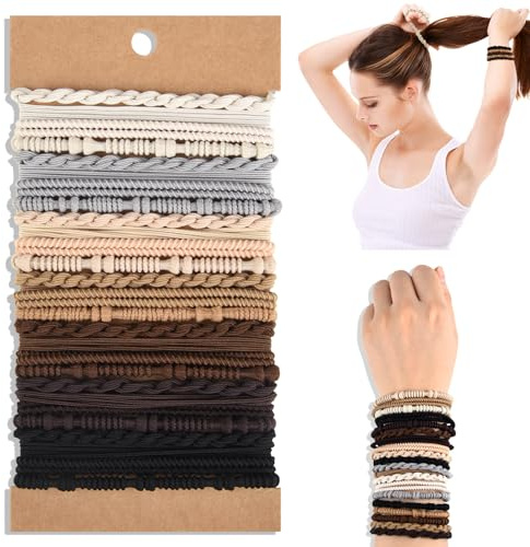 NEBURORA - 28 gomas para el pelo estilo bohemio, pulseras elásticas trenzadas, coleteros para mujeres y niñas con cabello grueso o fino, 4 estilos, multicolor.