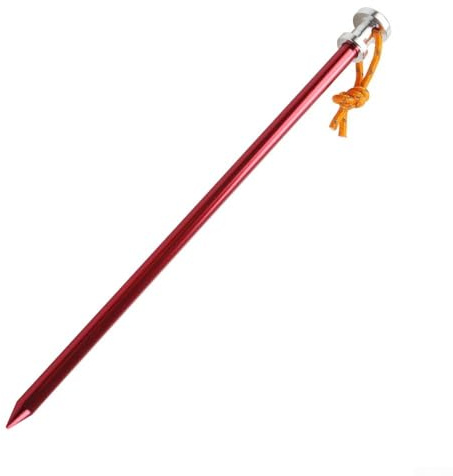 Honseadek Estacas de aluminio resistentes de 23 cm con pinzas de cuerda para barro de arena y césped, 8 estacas de suelo de camping para tiendas de campaña, toldos y refugios al aire libre (rojo)