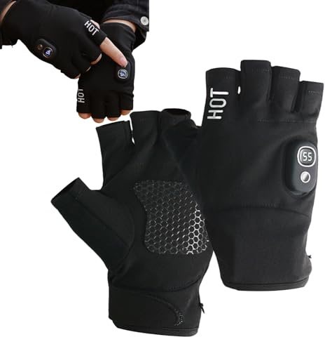Guantes de trabajo calefactables sin dedos - 3 niveles de calefacción eléctrica | Guantes de invierno para esquí snowboard senderismo ciclismo | Calentadores de manos recargables Actividades al aire l
