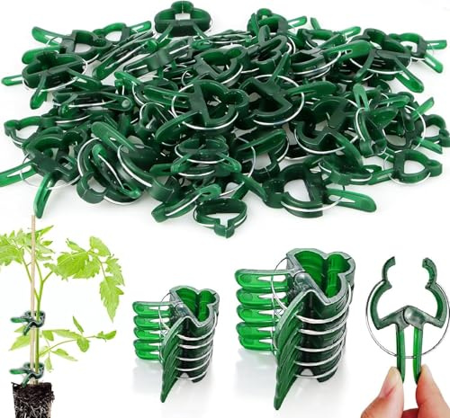 Huanmin 80 Stück Pflanzenclips, Pflanzenklammern Tomaten, Grüne Pflanzen Clips für Gurken, Kunststoff Pflanzen Klammern für Gemüse, Pflan-Zen, Rosen, Chili