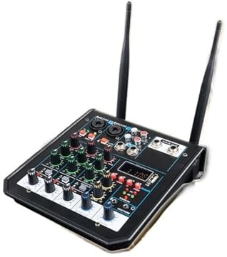 DJ-kontroller, 4-kanalig ljud-DJ-mixerkonsol med Bluetooth-mixer, trådlös mikrofon for scenstudio