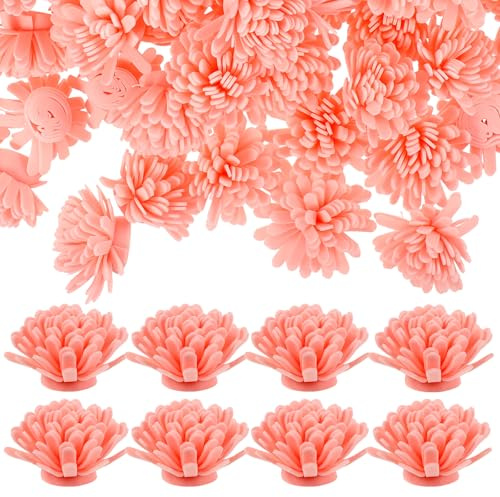 Sewroro 100pcs 5cm Pink Foam Chrysanthemum Aromatherapy Flower Diffuser Sticks Passive Essential Oil Diffuser for Bathroom and Home Fragrance
