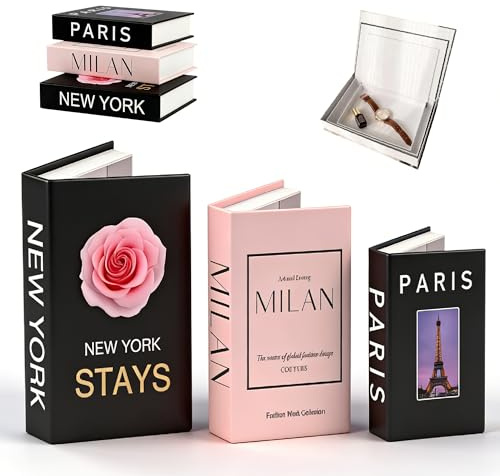 SHIQUAN 3 Pcs livres Décoration, Livre Decoration d'Interieur, Faux Livres Empilables avec Rangement, Boîtes Décoratives pour Salon, Bibliothèque, Table Basse et Bureau