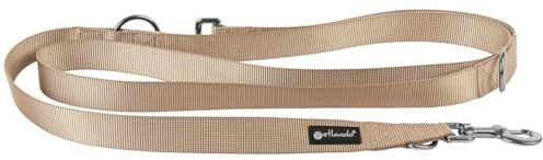 Petlando Hundeleine 2m leicht, Basic Comfort, Champagner, XS (230x1cm) | Für sehr kleine Hunde, 3-fach verstellbar, funktional, robust & pflegeleicht, zum Umhängen, hands free, Führleine