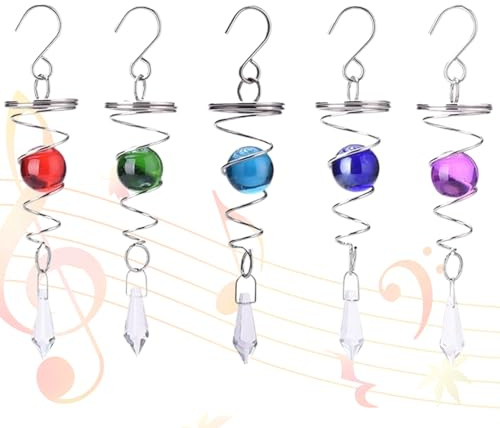 5 Pcs Wind Spinners Stainless Steel Wind Spinner Tail Gazing Ball Spiral Tail Spinners with Hanging Swivel Hook to Stress Relief for Indoor Outdoor Decoration or