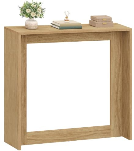 YATINEY Table Console avec Espace de Rangement de Style Fermier, Table d’Appoint, pour Entrée, Vestibule, Salon, Chambre, Couloir, Bois Naturel