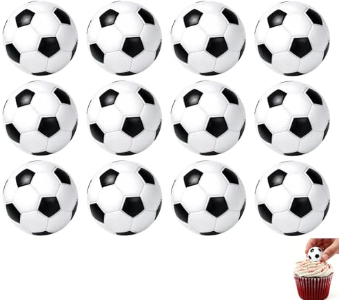 12Pcs Football Cake Decorations, Football Cake Toppers in 3D Design, Perfect Football Cake Topper for Boys Birthday Parties