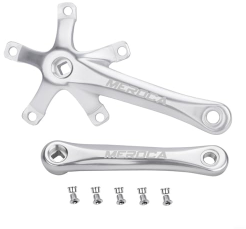 Cykelvevsats 170 mm, aluminiumlegering CNC, 130 mm för BCD, vänster och höger vevset för mountainbike, robust och lätt (svart) (silver)