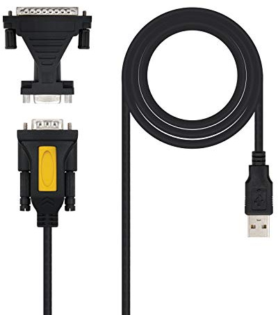 Nanocable 10.03.0002 - USB zu SERIE Druckerkonverter, Typ A/M-RS232 DB9/M DB25/M, männlich-männlich, schwarz, 1.8 mts