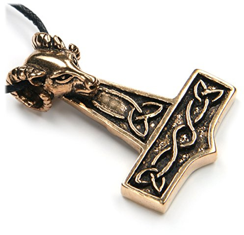 Drachensilber Thors Hammer Anhänger Wikinger Halskette Schmuck Kettenanhänger Bronze mit längenverstellbarem Band Amulett