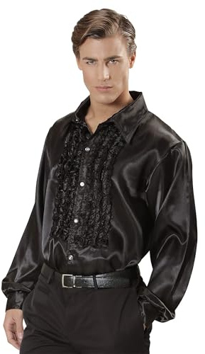 W WIDMANN Milano Party Fashion - Chemise Disco Fashion 70 Ans, Manches Longues, en Satin, Chemise Homme