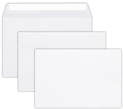 6x9 Booklet Envelopes - 50 pack - Mailing Envelopes Self Seal - White Letter Envelopes with Peel & Seal Closure - Open-Side 6x9 - Plain White 28 lb Paper for Business and Personal Use