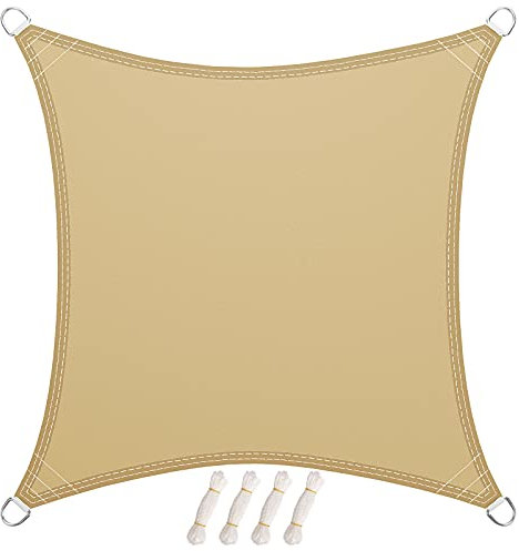 LARMNEE PES 3 x 3 m Tenda Parasole, Vela Ombreggiante, da Sole Blocco di 93% UV, Resistente all'Acqua Fino ad Almeno 1000 mm Protezione Occhielli Metallici, per Giardino, Sabbia ESD33SP02