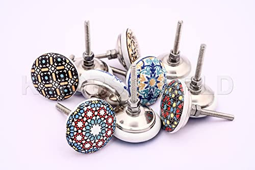 Xfer Lot de 10 boutons de porte en céramique, style vintage, motif fleurs (xfer mandala)