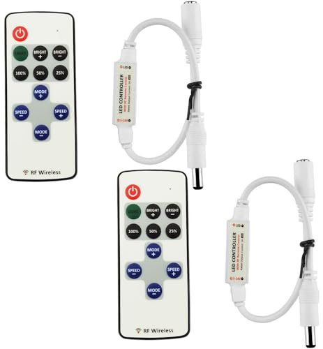LITAELEK 2pcs DC 5V-24V 5A LED Strip Controller Ricevitore Striscia LED RF Wireless Remoto Nastro Telecomando Dimmer Banda Controllo Regolatore per COB e SMD Striscia LED Monocolore