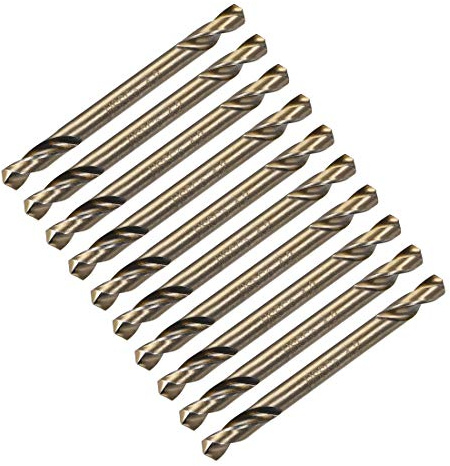 sourcing map 10 Stk. Doppel Ende Spiralbohrer Titanbeschichtet Zylinderschaft HSS 4,2mm Dmr.