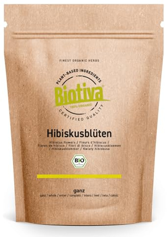 Hibiskusblüten Tee Bio 250g - Loser Hibiskustee - Abgefüllt und kontrolliert in Deutschland - Biotiva