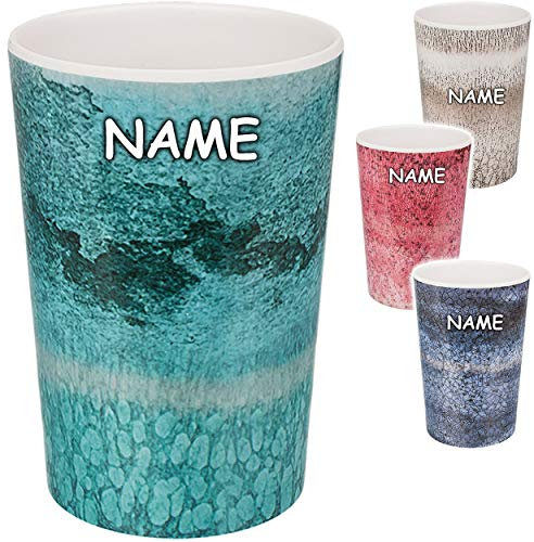 alles-meine.de GmbH 4 Stück Trinkbecher/Becher - Marmor - Retro & Nostalgie Design - bunt - inkl. Name - 320 ml - BPA frei - aus Melamin - Tasse - Zahnputzbecher/Malbecher ..