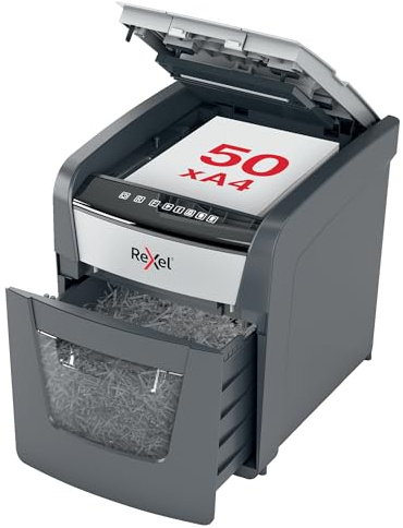 Rexel Optimum Auto Feed + 50X Automatic Cross Cut Paper Shredder, Black