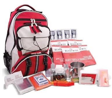 ReadyWise Emergency Survival Gear – Tactical Military Backpack, Camping Essentials Bug Out Bag & Survival Kit, Prepper & Hurricane Supplies, Meal Pouches with up to 25 Year Shelf Life, 64 Piece, Red
