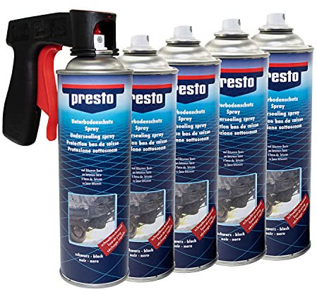 Unterbodenschutz Steinschlag Spray schwarz Presto 5 X 500 ml mit Pistolengriff