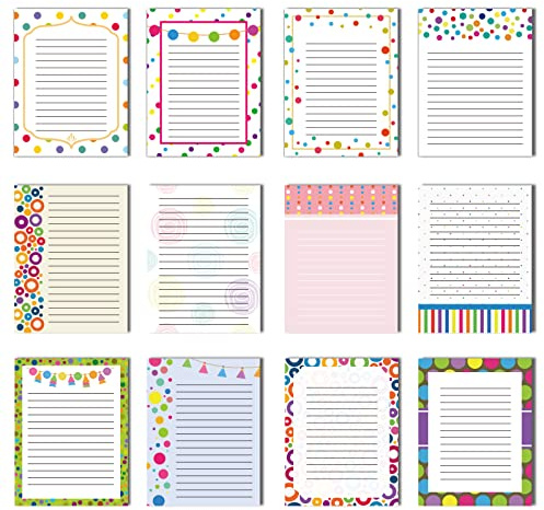 12 Pcs Confetti Small Note Pads Cute Lined Stick Pad 3 x 4 Inch Decorative Memo Colorful Teacher Notepad Shopping List Appreciation Gift for Office Student, Each with 30 Sheet